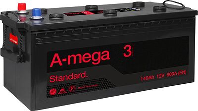 A-Mega Standard 6СТ-140 140 А/ч, 800 А (EN), обратная полярность, 513×189×223 мм, код 6CT-140-A3 Flat