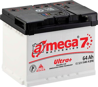A-Mega Ultra+ 6СТ-64 64 А/ч, 640 А (EN), обратная полярность, 242×175×190 мм, код 6CT-64-A3