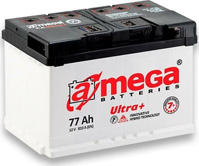 A-Mega Ultra+ 6СТ-77 77 А/ч, 810 А (EN), обратная полярность, 278×175×190 мм, код 6CT-77-A3