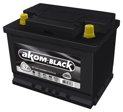 АКОМ Black 6СТ-62.0 LA Black 62 А·ч 600 А (EN), обратная полярность, корпус L2, 242×175×190 мм