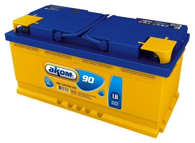 АКОМ LB 6СТ-90VL 90 А/ч 870 А (EN), обратная полярность, корпус LB5, 353×175×175 мм