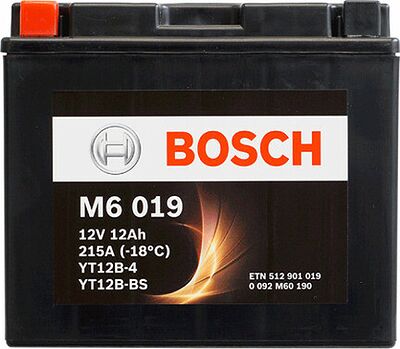 Bosch M6 019 0 092 M60 190 12 А/ч 215 А (−18 °C), прямая полярность (150x70x130)