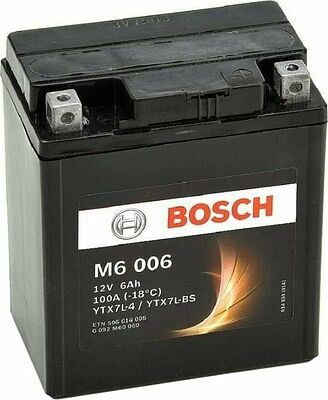 Bosch M6 006 0 092 M60 060 6 А/ч 100 А (−18 °C), обратная полярность (113x70x130)