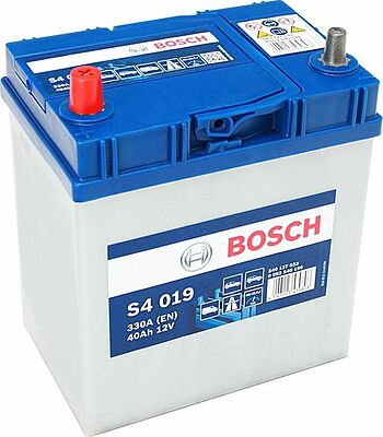 Bosch S4 0 092 S40 190 40 А/ч 330 А (EN), прямая полярность, 187×127×227 мм