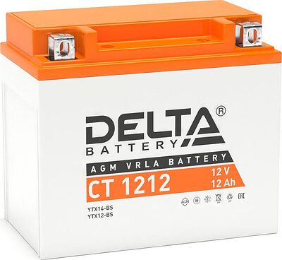 Delta CT 1212 12 А/ч 180 А (EN), прямая полярность, 150×86×131 мм