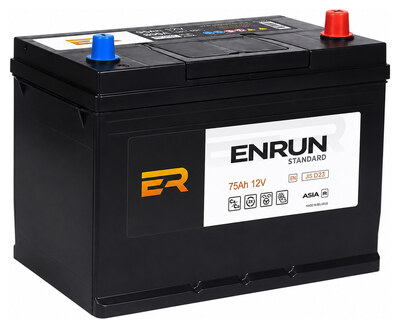 ENRUN JIS Standard ESA750 75 А/ч 680 А (EN), обратная полярность, 261×175×225 мм, D26