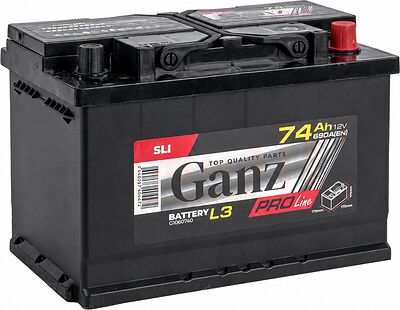 GANZ PRO-Line DIN G1060740 74 А·ч 690 А (EN), обратная полярность, 276x175x190 мм