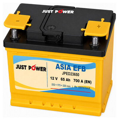 JUST POWER ASIA EFB JPED23650 65 А·ч 700 А (EN), обратная полярность, 232x173x223 мм