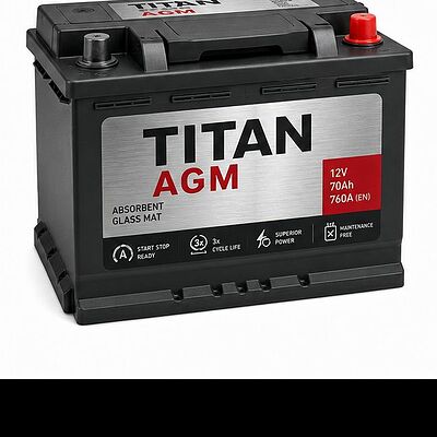 Titan AGM 75 А/ч обратная r+ (258x171x222)