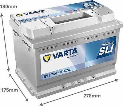 Varta Dynamic SLI E11 74 А/ч 680 А (EN), обратная полярность, 278x175x190 мм, ETN 574012068
