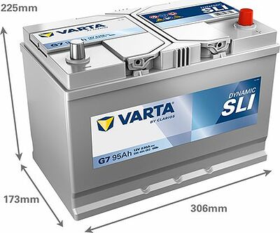 Varta Dynamic SLI G7 95 А/ч 830 А (EN), обратная полярность, 306×173×225 мм, ETN 595404083