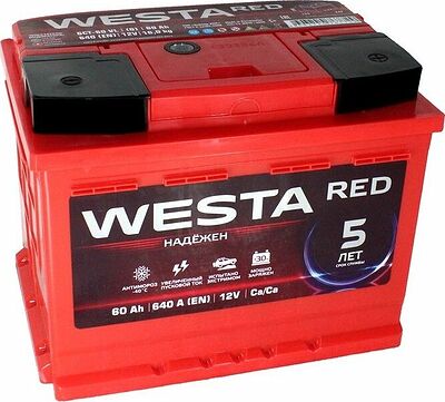 Westa Red 6СТ-56 56 А/ч, 550 А, прямая полярность (242x175x190)