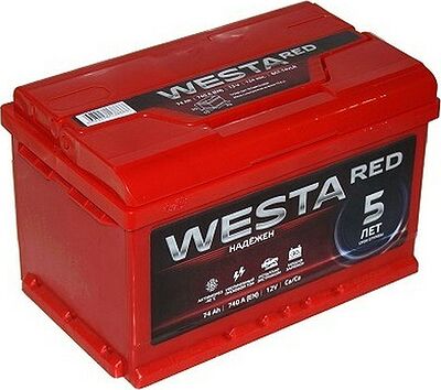 Westa Red 6СТ-74 74 А/ч, 760 А, обратная полярность (277x175x190)
