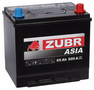Zubr Ultra Asia ZSA650 65 А/ч 600 А (EN), обратная полярность, корпус D23, 230×175×225 мм
