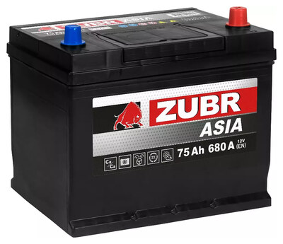 Zubr Ultra Asia ZSA750 75 А/ч 680 А (EN), обратная полярность, корпус D26, 261×175×225 мм