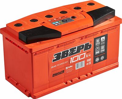 Аккумулятор Зверь Standart ZVK 100-3-R 100 А/ч 850 А (EN), обратная полярность, 352×175×190 мм