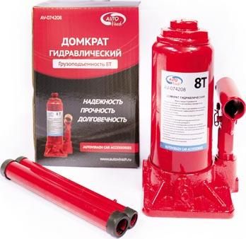 Домкрат гидравлический 8 т бутылочный в коробке AUTOVIRAZH (красный) Домкрат гидравлический 8 т бутылочный в коробке AUTOVIRAZH (красный)
