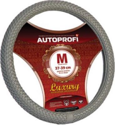 Оплетка АВТОПРОФИ нат.кожа Luxury цельноплетенная серая AP-800 GY M1/20