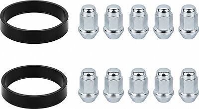 Комплект крепежа Alutec/Rial №96: 10 закрытых гаек M12x1,5x34 и 2 кольца 76/60,1 мм, чёрные
