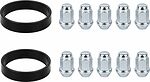 Комплект крепежа Alutec/Rial №96a: 10 закрытых гаек M12x1,25x34 и 2 кольца 76/60,1 мм, чёрные