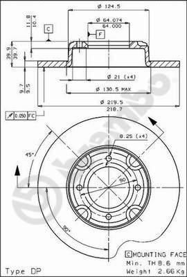AP 10077 тормозной диск на NISSAN CHERRY II Traveller (VN10)