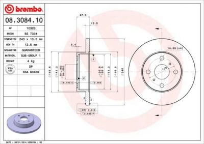 AP 10326 тормозной диск на TOYOTA COROLLA Liftback (_E8_)