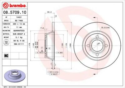 AP 14431 тормозной диск на AUDI 80 Avant (8C, B4)