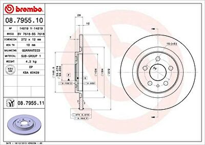 AP 14819V диск тормозной (изготовитель Brembo, Italy)
