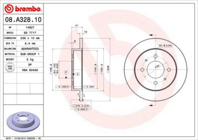 AP 14927 тормозной диск на MITSUBISHI CARISMA седан (DA_)