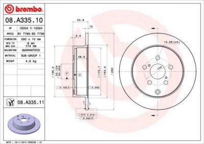 AP 15004 диск тормозной (изготовитель Brembo, Italy)
