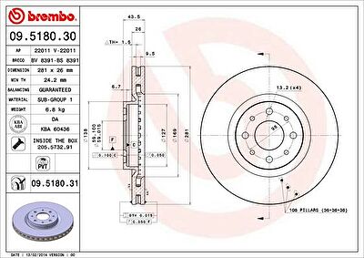AP 22011 V тормозной диск на FIAT BRAVO II (198)