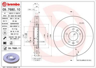 AP 22013 V тормозной диск на PEUGEOT 607 (9D, 9U)