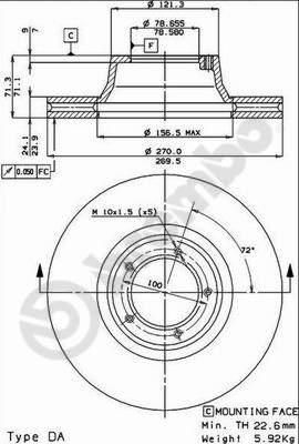 AP 24142 тормозной диск на FORD TRANSIT c бортовой платформой/ходовая часть (V_ _)