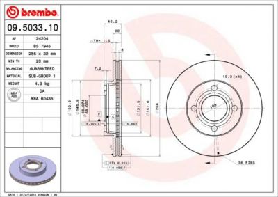 AP 24204 тормозной диск на AUDI 80 (89, 89Q, 8A, B3)