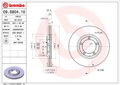 AP 24616 тормозной диск на HYUNDAI PORTER пикап