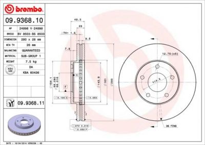 AP 24898 V тормозной диск на NISSAN PRIMERA Hatchback (P12)