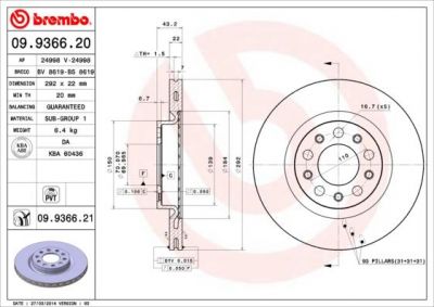 AP 24998 V тормозной диск на ALFA ROMEO 159 (939)
