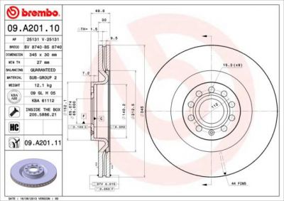 AP 25131 тормозной диск на AUDI A3 (8P1)