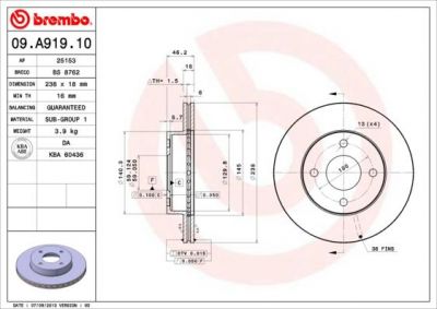 AP 25153 тормозной диск на NISSAN MICRA II (K11)