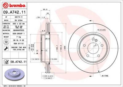 AP 25174 V тормозной диск на MERCEDES-BENZ C-CLASS купе (CL203)