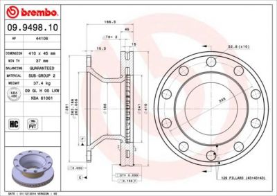 AP 44106 тормозной диск на RENAULT TRUCKS Midlum