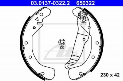 ATE 03.0137-0322.2 Колодки торм.бараб. Opel Astra F, G, Vectra B