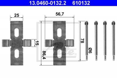ATE 13.0460-0132.2 Комплектующие, колодки дискового тормоза
