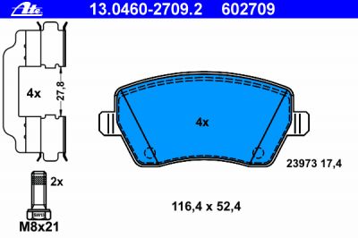 ATE 13.0460-2709.2 Колодки передние RENAULT Duster/Logan/Sandero/NISSAN Note (41060AX625)