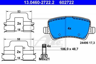 ATE 13.0460-2722.2 Колодки задние FORD S-Max/VOLVO S80 all 06->/106.1x48.7/t=17.3mm (1426144)