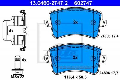 ATE 13.0460-2747.2 Колодки задние AUDI A4/A5/Q5 07-> (8K0698451A)