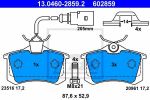 ATE 13.0460-2859.2 Колодки VW SHARAN/FORD GALAXY/SEAT ALHAMBRA 2000=> WVA20961