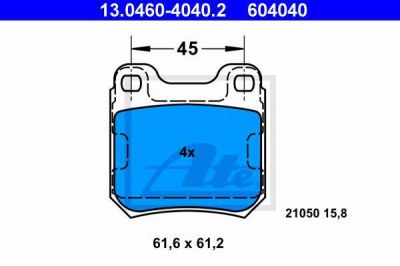 ATE 13.0460-4040.2 Колодки зад.OPEL OMEGA A,B/VECTRA B WVA21050