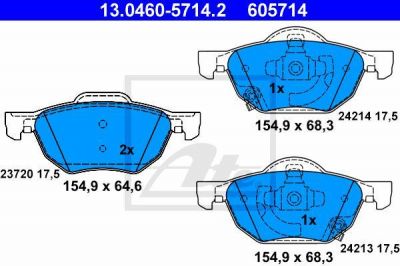 ATE 13.0460-5714.2 Колодки передние HONDA ACCORD 03- (45022SEAE01)