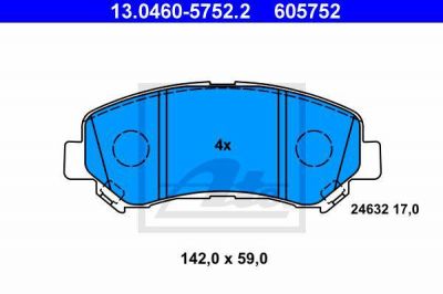 ATE 13.0460-5752.2 Колодки передние NISSAN QUASHQAI/ X-TRAIL